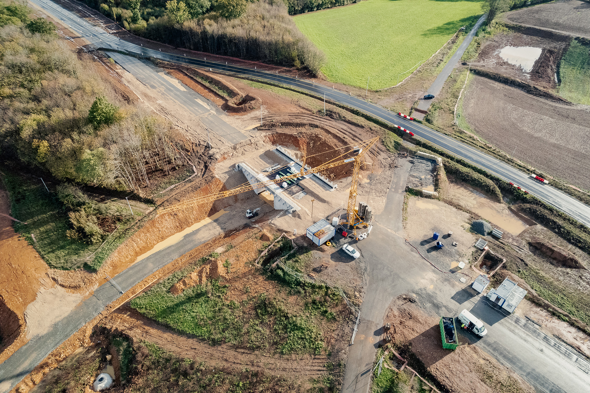 Vue aérienne du chantier.